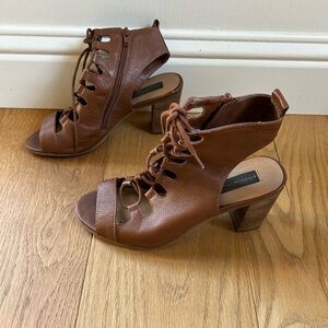 Steven Skylaar Brown Lace-Up Heeled Sandals
